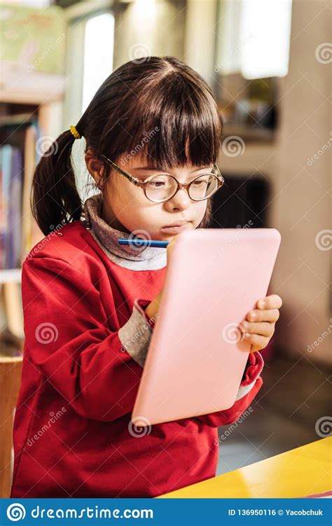 Beautiful Little Sunny Girl Feeling Joyful While Drawing ...