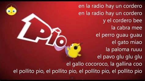 El Pollito Pio Letra De La Cancion En Español Youtube