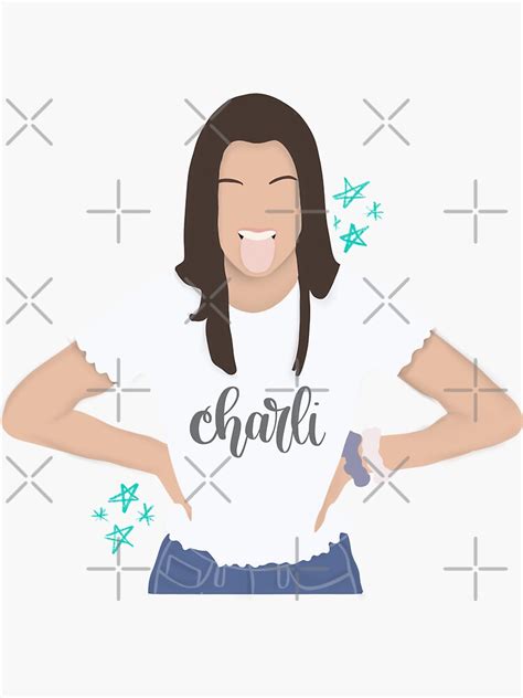 Charli D Amelio Drawing Sticker For Sale By Tropicaletters Redbubble