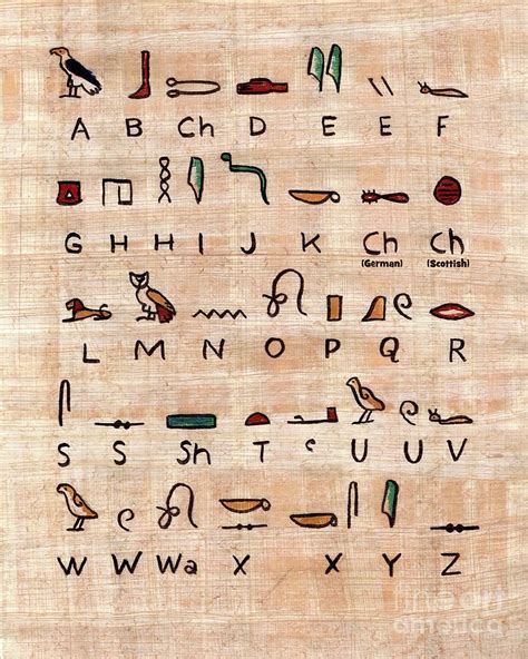 Hieroglyphic Alphabet For Kids Printable