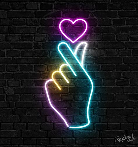 Finger Heart Neon Signs Neon Wall Art Neon Words
