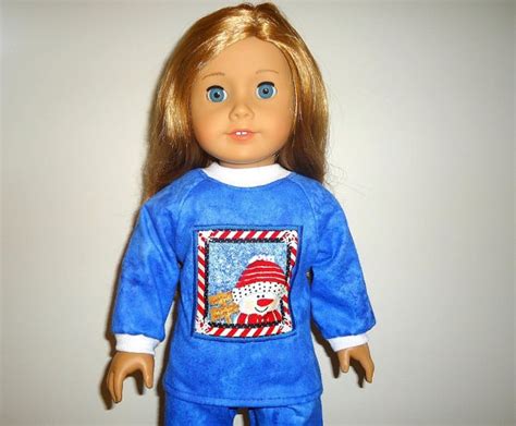 American Girl Pajamas Christmas Snowman Blue By Apriljunebug 1600