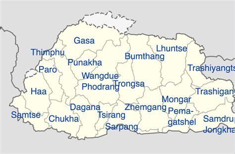 Bhoutan Administrative • Carte •