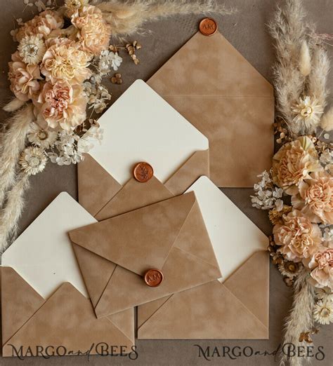 Nude Envelopes For Invitations With Velvet Liners A7 Handmade