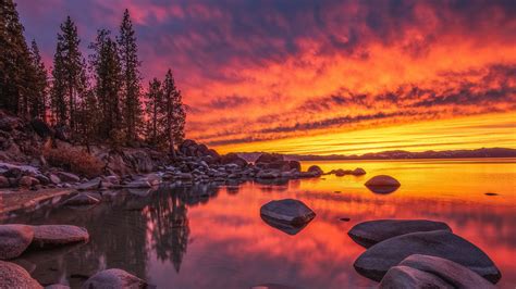 Lake Tahoe Nature Nevada Sunset Usa 4k 5k Hd Nature