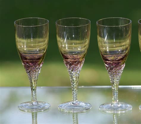 Vintage Purple Wine Glasses Set Of 5 Purple Wine Glass With Clear Twisted Stems 3 Oz Small