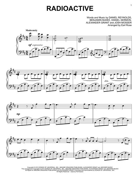 Download and print in pdf or midi free sheet music for birds by imagine dragons arranged by b2lego for piano (solo). Radioactive sheet music by Imagine Dragons (Piano - 156792)