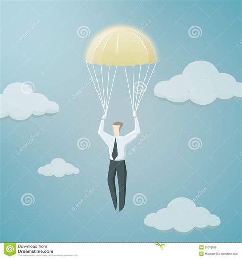 Golden Parachute Businessman Illustration Cartoon Character