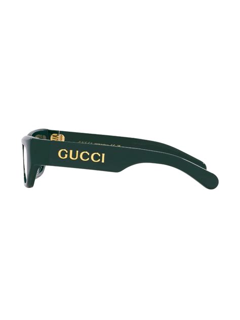 Gucci Eyewear Logo Plaque Rectangle Frame Glasses Farfetch