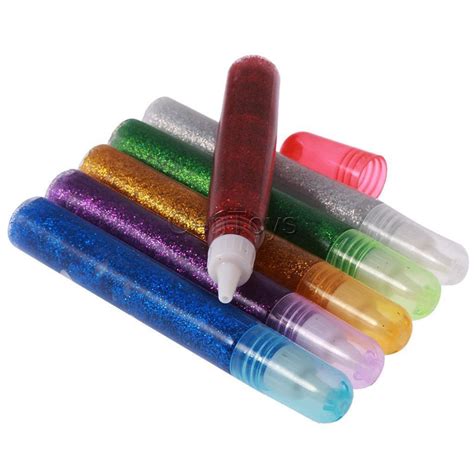 Pack Of 6 Dark Colors Glitter Glue Pens Piece Set Stick Art And Crafts