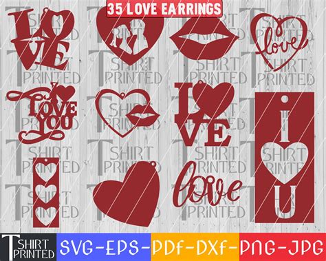 Valentine's Day Earring Bundle Svg Love Svg Valentine - Etsy