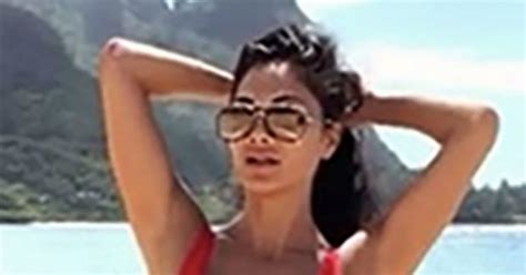nicole scherzinger spills out of red hot swimsuit in hawaii baywatch tribute ‘marry me