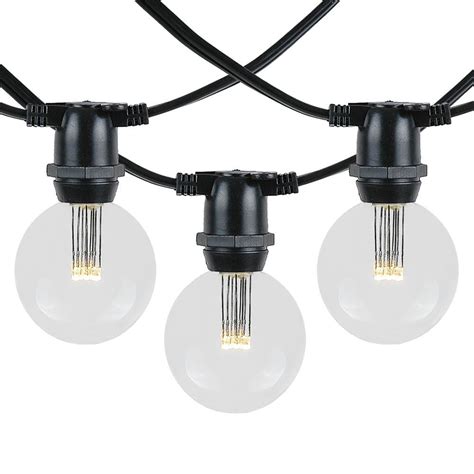 25 Warm White Led G50 Heavy Duty String Light Sets On Black Wire