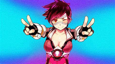 wallpaper games art video games tracer overwatch tracer artwork digital art simple