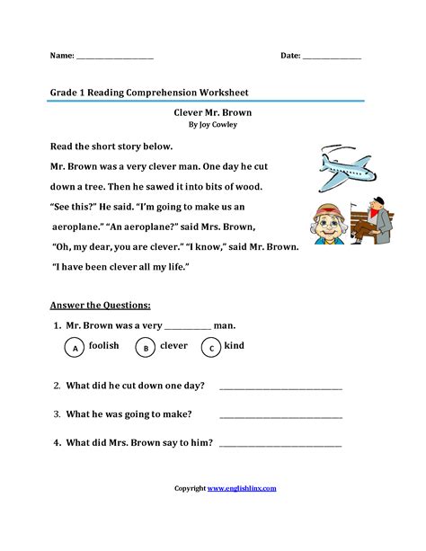 Free First Grade Reading Worksheets — Db