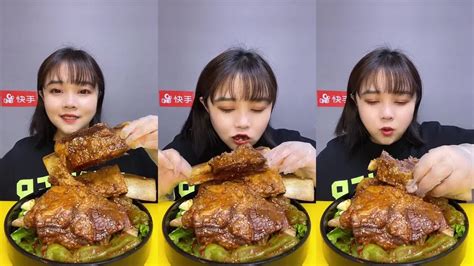 Asmr Mukbang Eating Show Steamed Pork Hot Yellow Noodles Desert Youtube