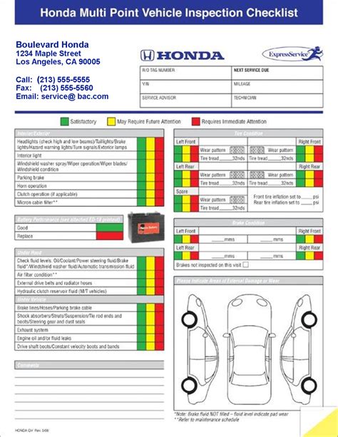 Ford Multi Point Inspection Report Card Download Vehicle Inspection