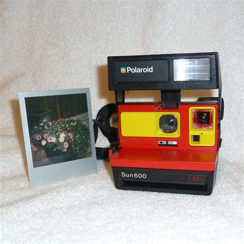 Sun 600 Polaroid Camera Ready To Use Upcycled With Red And