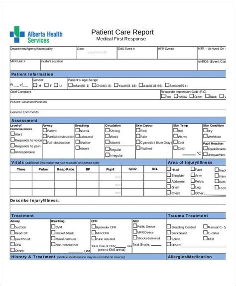 Patient Care Report Template 2 Templates Example Templates Example