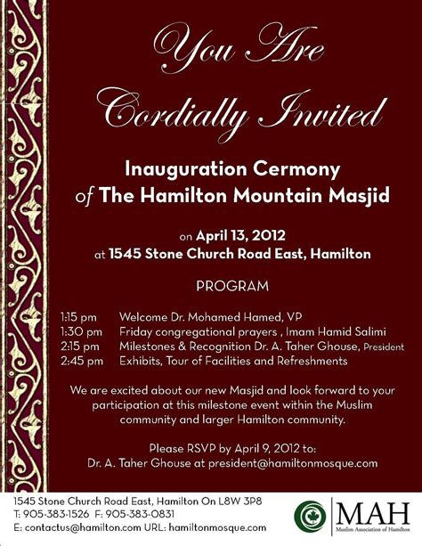 Sample Invitation Letter For Inauguration Ceremony | Classles Democracy