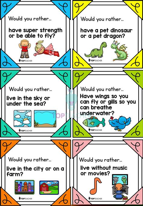Would You Rather Printable You Can Print Off The Cards And Pass Them
