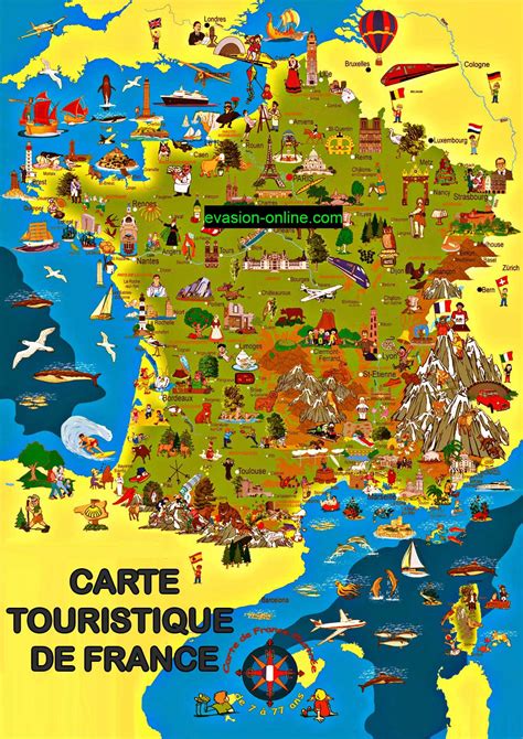 Carte De France Touristique Illustrée Vacances Arts Guides Voyages