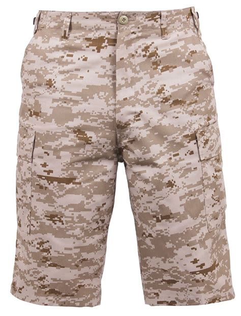 Mens Desert Digital Camo Relaxed Fit Long Length Bdu Cargo Shorts S