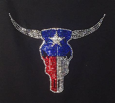 Texas Rhinestone Cow Skull T Shirt Celebrate Your Texas Etsy Cow