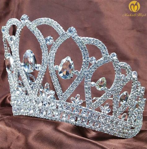 Miss Beauty Pageant Contoured Tiara Crown Clear Crystal Brides Women Headband Fashion Hair