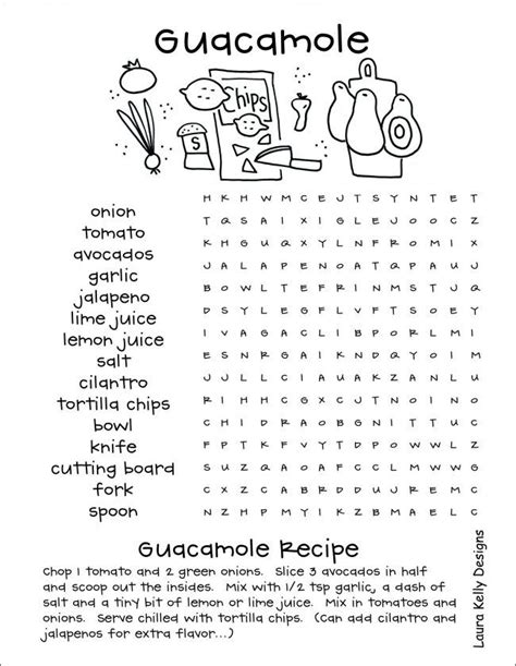 Mexican Food Word Search Printable Richard Mcnarys Coloring Pages