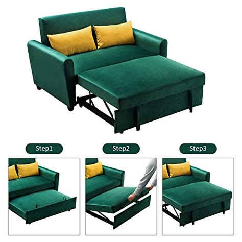 Merax Velvet Sofa With Pull Out Bed Convertible Sleeper Sofa Bed
