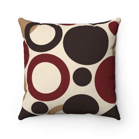 Geometric Pillow Red Brown Tan Throw Pillow Cover Geometric Etsy