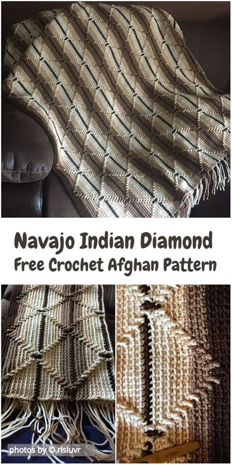 Free Pdf Pattern Navajo Indian Diamond Afghan In 2020 Afghanen