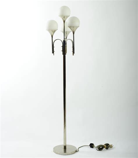 Vintage Italian Floor Lamp With 4 Opaline Glass Shades By Goffredo