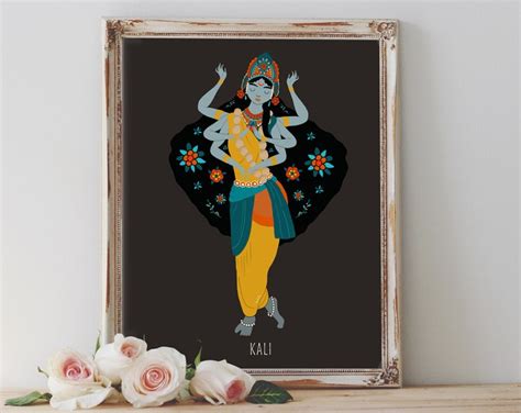 Kali Mahakali Dushmukhi Large Vintage Indian Devotional Print Etsy
