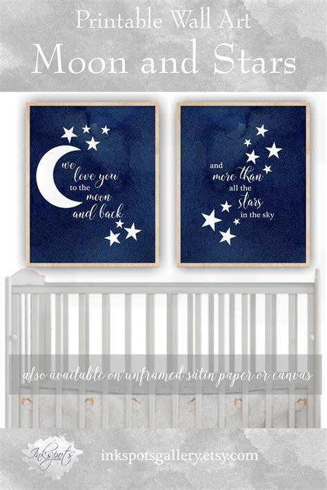 Baby Boy Nursery Decor Moon And Stars Baby Shower Printables Etsy