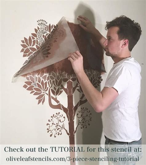 Stencil For Walls Large Art Deco Tree With Birds Over 6 Etsy