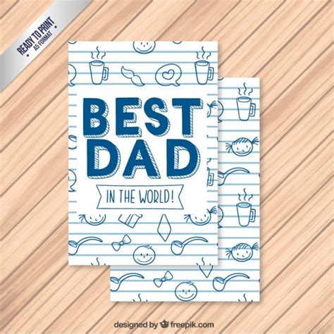 Free Vector Cute Fathers Day Card With Drawings