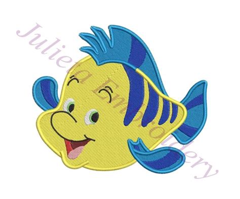 Flounder The Little Mermaid Fill Embroidery Design 02 Etsy