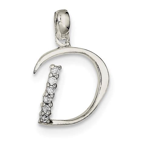 Jewelryweb 925 Sterling Silver Polished Cubic Zirconia Initial D Pendant