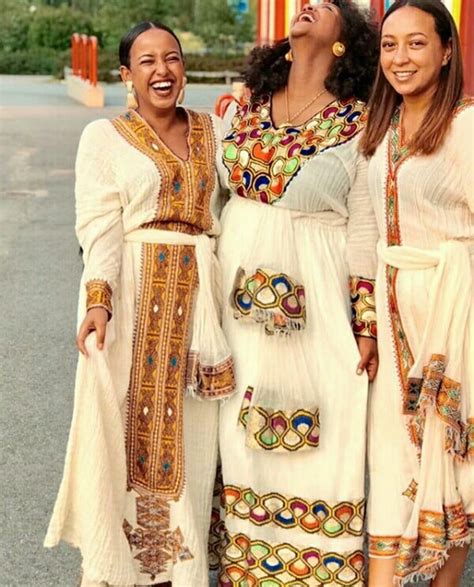 Clipkulture Ladies In Habesha Kemis Traditional Dresses
