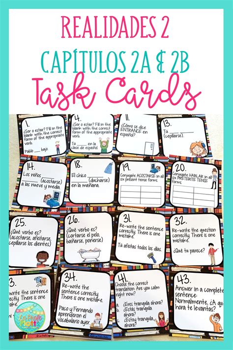 Realidades 2 Task Cards For Spanish Class Task Cards Task Textbook