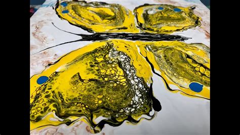 Acrylic Pour Painting Turning A Puddle Pour Into A Butterfly Youtube