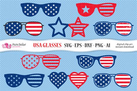 4th of July Glasses SVG By Polpo Design | TheHungryJPEG.com