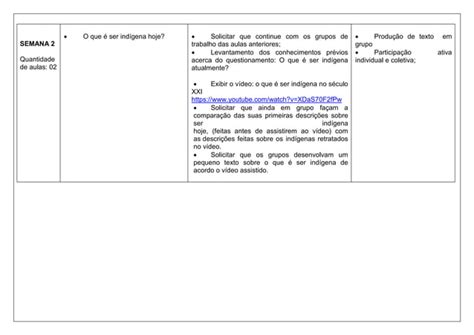 Plano De Aula Hist Ria Dos Meus Ancestrais Docx