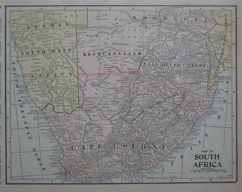 Original 1902 Boer War Map South Africa Orange River Colony Cape Town