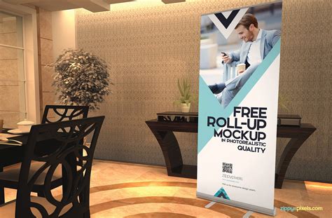 Free Roll Up Banner Advertisement Mockup Creativebooster