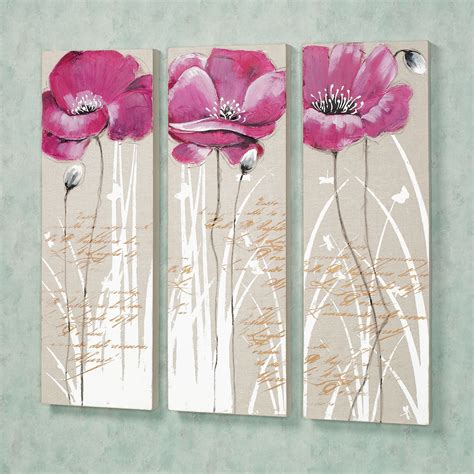 Poppy Blossoms Floral Canvas Wall Art Set