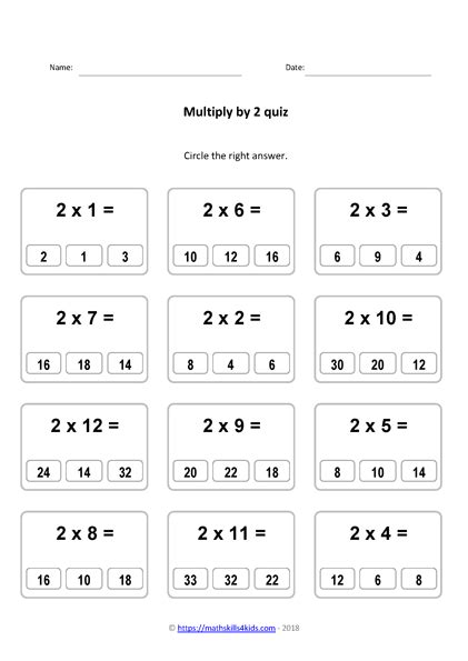 Multiplication 2 Times Table Worksheet Laludemare