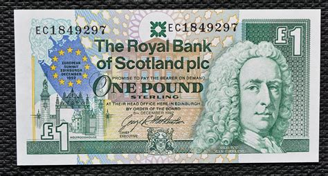 Royal Bank Of Scotland Plc 1 Pound Banknote 1992 Commemorating The